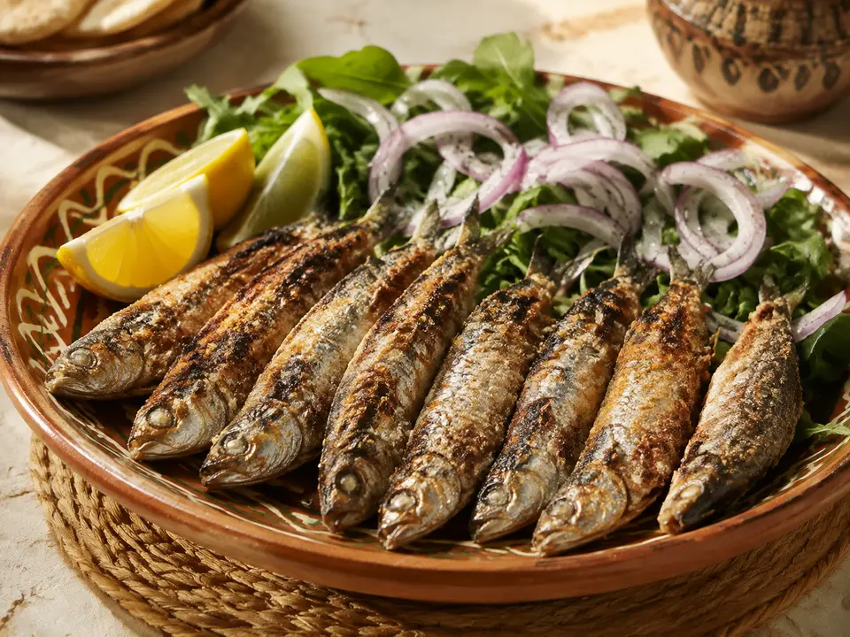 سردين مشوي بالردة والليمون