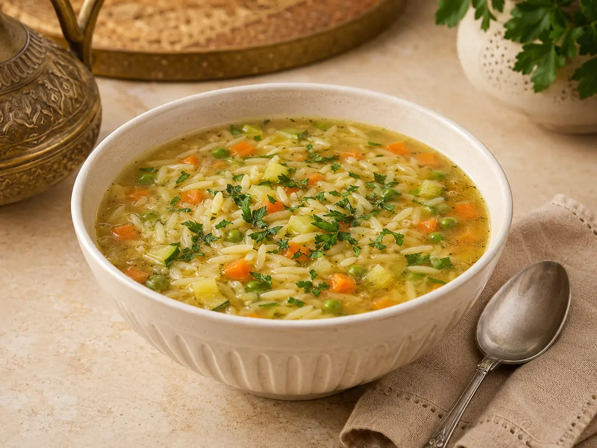 شوربة لسان عصفور بالخضار