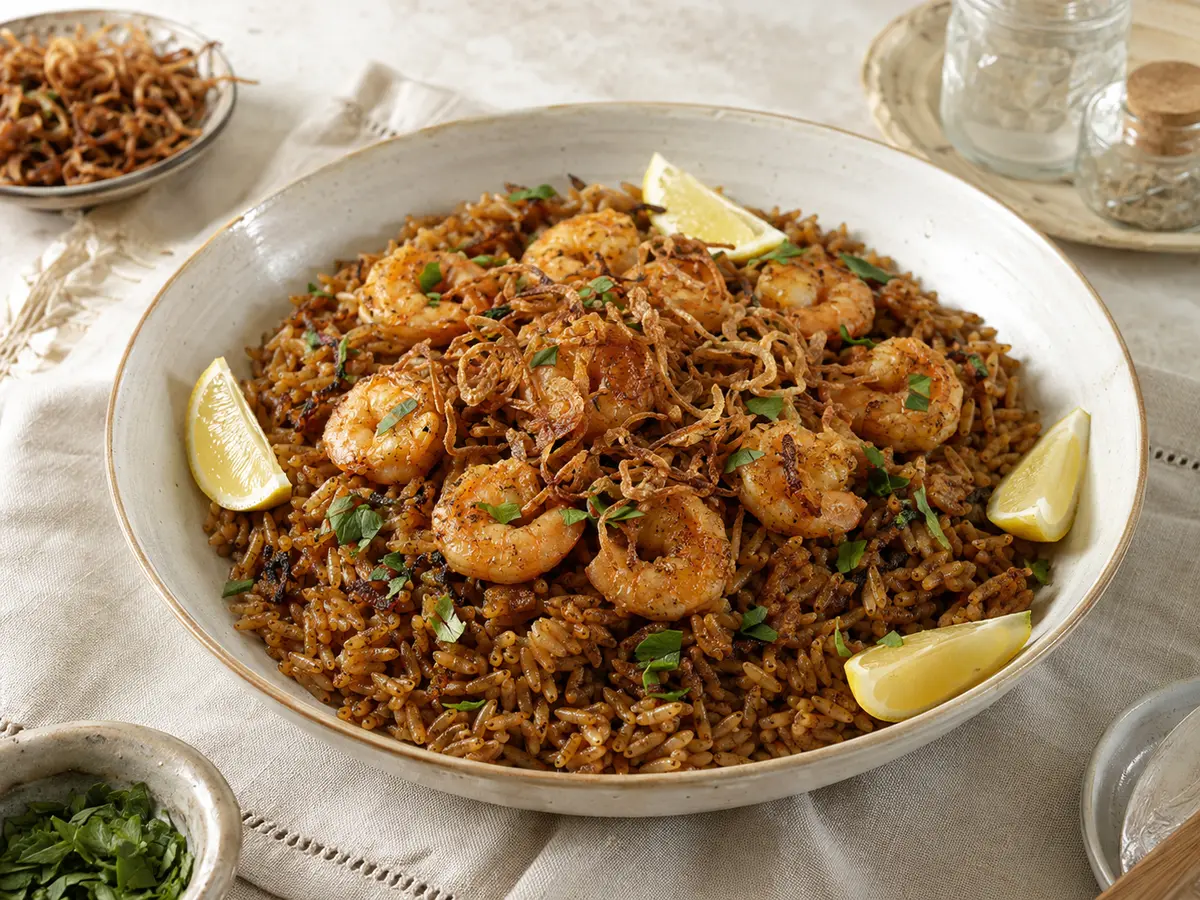 صيادية جمبري بورسعيدي بالأرز والبصل