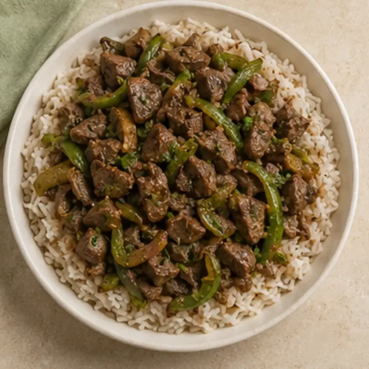 صورة طبق أرز بالكبدة والفلفل